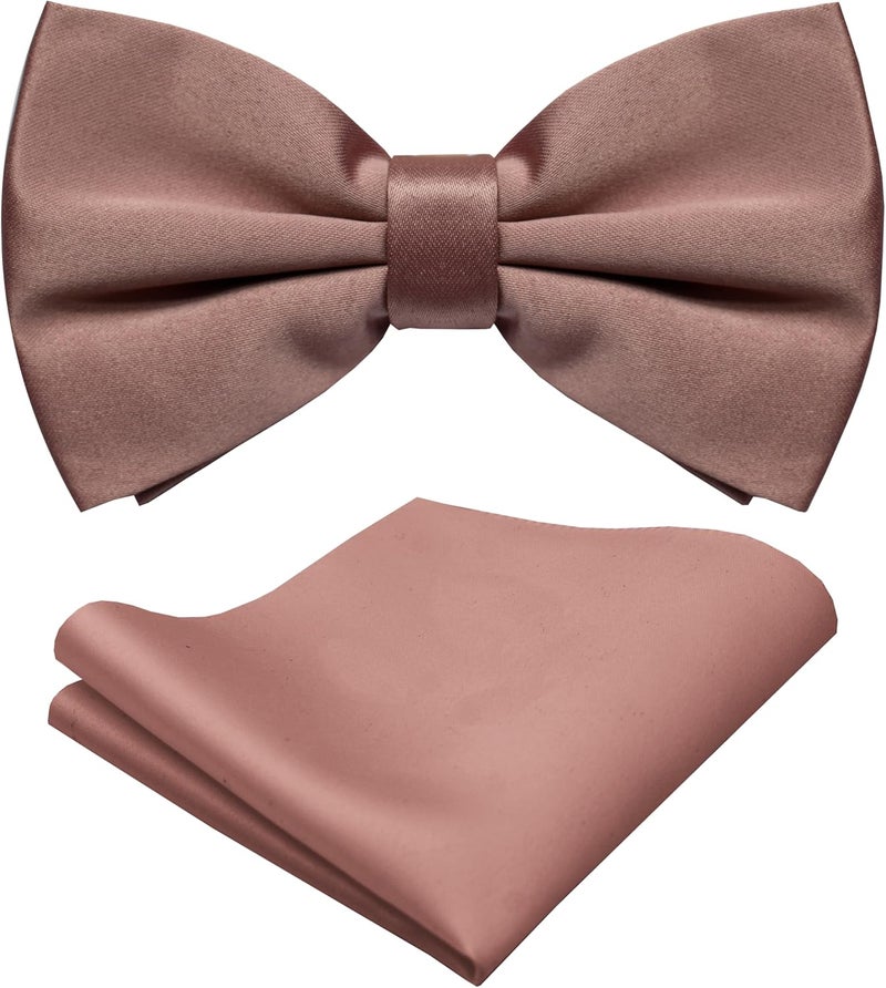Trilece Bow Ties for Men - Mens Solid Color Formal Pre Tied Bowtie and Pocket Square Sets - Mens Bowties Bow Tie Sets - Image 1
